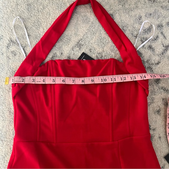 Lulu’s NWT Irresistible Silhouette Red Backless Bustier Halter Midi Dress - Picture 7 of 9